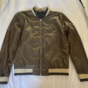 Zara Olive Bomber Jacket with Tan Accents